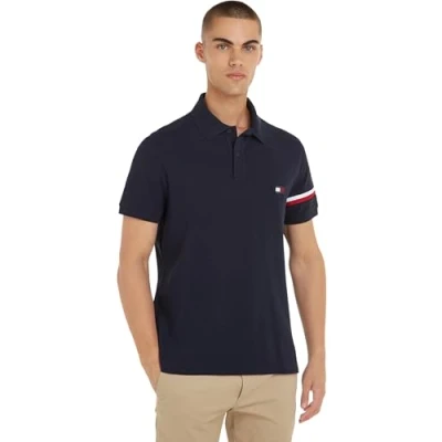 Afbeelding van Tommy Hilfiger Global STP Placement REG Poloshirt, Heren, Maat: Small, Desert sky