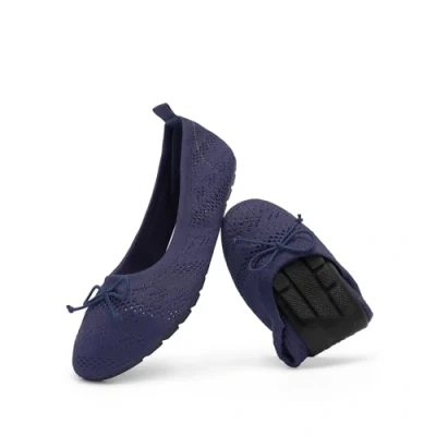 Afbeelding van DREAM PAIRS Casual balletschoenen met puntige neus voor dames, comfortabele zachte instappers, marineblauw, 39.5 EU