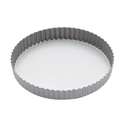 Afbeelding van KC Blue Quichevorm, Vlaaivorm, Taartvorm met Losse Bodem en Antiaanbaklaag, Rond, 25 centimeter Zilver