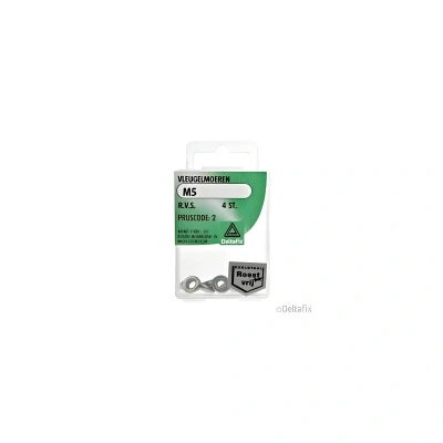 Afbeelding van Deltafix vleugelmoer r.v.s. a2 m5 din 315 4 st.