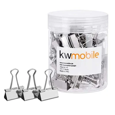 Afbeelding van kwmobile papierklemmen Set van 50 fold back clips 19 mm Foldback klemmen Paperclips Knijpers voor papieren Zilver