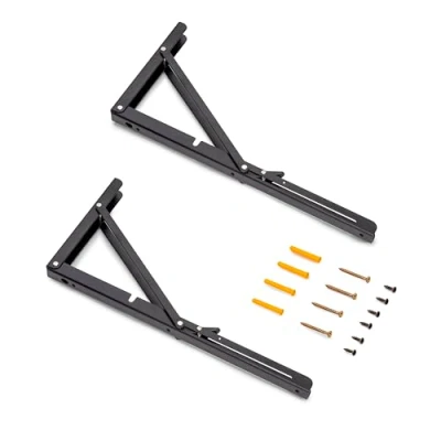 Afbeelding van Emuca Set Opklapbare steunen set, lengte 403mm, maximale belasting 60kg, Staal, Zwart gelakt