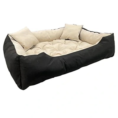 Afbeelding van Ecco Honden en kattenbed met kussen Binnenmaat: 130x100 / Buitenmaat: 145x115cm Beige Zwart