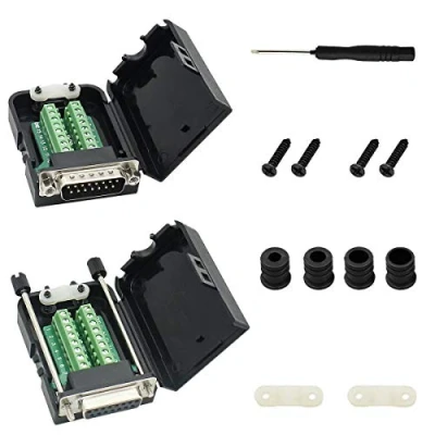 Afbeelding van Youmile 2 STUKS DB15 D SUB Connector 15Pin Mannelijke En Vrouwelijke RIJ Terminals Adapter Breakout PCB Board Voor DIY Met sleufschroevendraaier + Draad Cover
