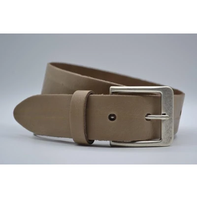 Afbeelding van 4cm brede taupe echt lederen jeans riem maat 115