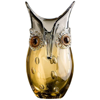 Afbeelding van Gilde Glas Vaas Uil, grijsbruin groot