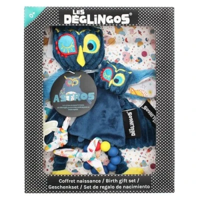 Afbeelding van Les deglingos geboortegeschenk knuffeldoek uil