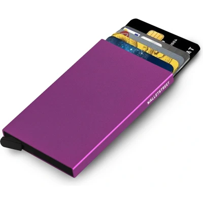 Afbeelding van Walletstreet Uitschuifbare Pasjeshouder Aluminium Creditcardhouder Card Protector Anti Skim/ RFID 8 Pasjes Paars/purple