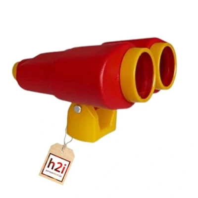 Afbeelding van h2i verrekijker speeltoren &amp; speelhuis kinderverrekijker van weerbestendig kunststof zonder optische vergroting grote voor accessoires rood geel