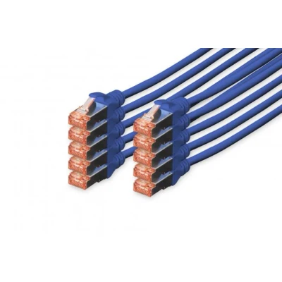 Afbeelding van DIGITUS LAN kabel Cat 6 2m 10 stuks RJ45 netwerkkabel S/FTP afgeschermd Compatibel met 6A &amp; 7 Blauw