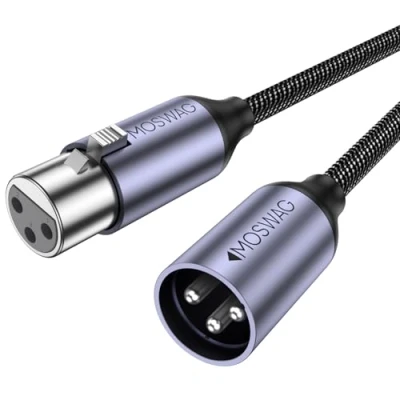 Afbeelding van MOSWAG XLR Mannelijk naar Vrouwelijk Kabel, Professionele Microfoon Gevlochten, 3 Pins Gebalanceerde, Hoge Prestaties, voor Studio Opname En Live Productie, Opnamestudio,3M