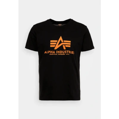Afbeelding van Alpha Industries Tshirt print, Heren, Maat: Small, Black /neon orange