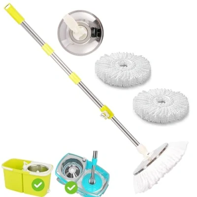 Afbeelding van ARSUK Mop Handvat Set Home Cleaner Super Absorberende Microvezel Heads Roestvrij Staal Verstelbare Hoogte (Lemon)