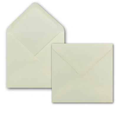 Afbeelding van 50 x envelop vierkant 15 cm in champagne 100g / m² natte plakrand met puntige klep voor zeer speciale gelegenheden