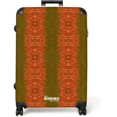 Afbeelding van NoBoringSuitcases.com® Koffer groot Reiskoffer lichtgewicht Koraalrood slangenhuid met symmetrische schubstructuur Rolkoffer 4 wielen Grote trolley XL 98 liter bagage