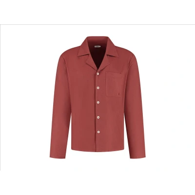 Afbeelding van Yumeko pyjamashirt heren velvet flanel fluweel rood xl