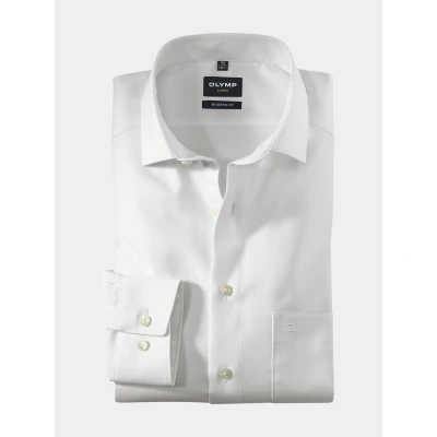 Afbeelding van OLYMP Luxor modern fit overhemd mouwlengte 7 wit twill Strijkvrij Boordmaat: 47