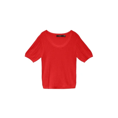 Afbeelding van Vero Moda Vmluxlight Tshirt basic, Dames, Maat: Medium, Fiery red