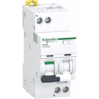 Afbeelding van Schneider aardlekautomaat overstroombeveiliging acti9 icv40 1p n 20a c curve 6000a 30ma type a ip20 din rail wit a9dc3620