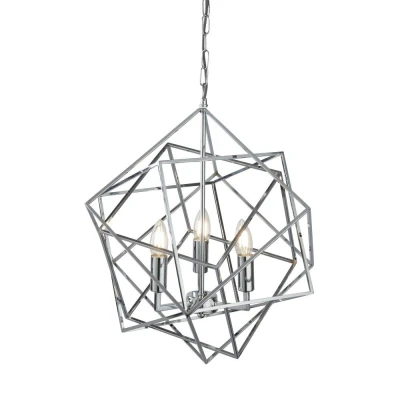 Afbeelding van Searchlight Chrome hanglamp Cube Ø 48cm 7863 3CC