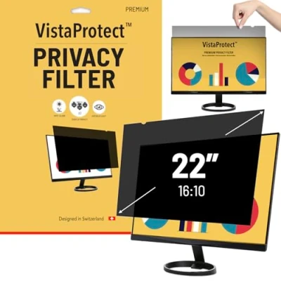 Afbeelding van VistaProtect Privacy Filter &amp; Blauw Licht Filter. Screenprotector Beschermfolie voor Computerschermen (22&quot; inches)