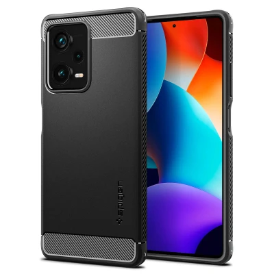 Afbeelding van Xiaomi Redmi Note 12 Pro Hoesje Siliconen en TPU (zacht) Spigen Softcase/Backcover Zwart Telefoonhoesje Shockproof/Valbescherming