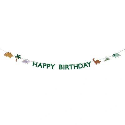 Afbeelding van Partydeco Banner Happy Birthday Dino, 3 m, mix