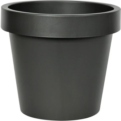 Afbeelding van Mega Collections Plantenpot/bloempot kunststof zwart buiten D25 x H22 cm Plantenpotten
