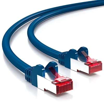 Afbeelding van deleyCON 2m CAT6 Patchkabel S/FTP PIMF Afscherming CAT 6 RJ45 Netwerkkabel Ethernetkabel LAN DSL Switch Router Modem Access Point Patchvelden Blauw