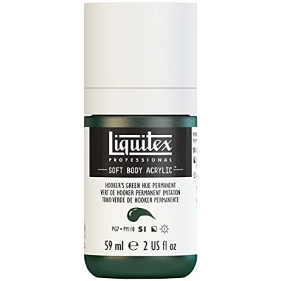 Afbeelding van Liquitex 1959224 Professional Acrylfarbe Soft Body Künstlerfarbe in cremiger deckender Konsistenz, hohe Pigmentierung, lichtecht &amp; alterungsbeständig, 59ml Flasche Hookers Grün Permanent Imit.