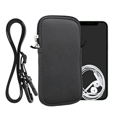 Afbeelding van kwmobile Tasje voor smartphones XL 6,7/6,8&quot; Hoesje van neopreen in grijs Phone case met nekkoord