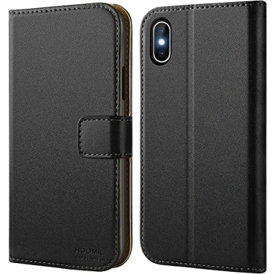 Afbeelding van HOOMIL Magflip Case Compatibel met iPhone X/xs 5,8 Inch, Premium Lederen Hoesje, Zwart