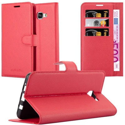 Afbeelding van Cadorabo Hoesje geschikt voor Samsung Galaxy A7 2016 in KARMIJN ROOD Beschermhoes Cover magnetische sluiting Case