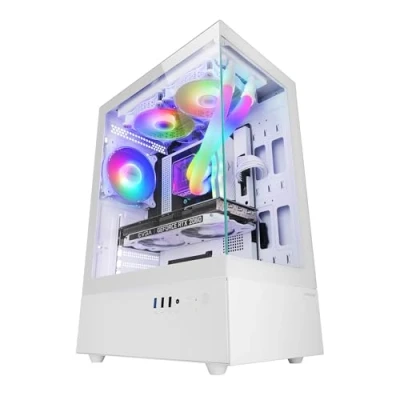 Afbeelding van MARS Gaming MC XO, Behuizing ATX, Dubbel Ramloss Gehard Glas op 90, 12cm FRGB Ventilator, SIDECOOL Koelsysteem, Mid Tower PC met Dubbele Kamerstructuur, Ruime Interne Capaciteit, Wit