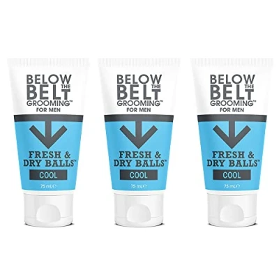 Afbeelding van Below The Belt Grooming Fresh &amp; Dry Balls Intieme deodorant voor mannen Beschermt tegen zweet, geur en schaafwonden Koele muntgeur 3 x 75 ml