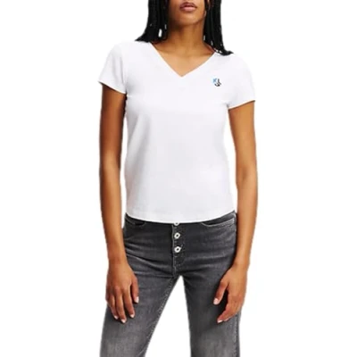 Afbeelding van Karl Lagerfeld Jeans Vneck Tshirt basic, Dames, Maat: XS, White
