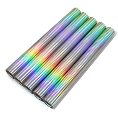 Afbeelding van Set van 5 plakfolie hologram zelfklevende glitter decoratiefolie gekleurde bastefolie vinyl stickers DIY 100 cm x 33 (regenboog)