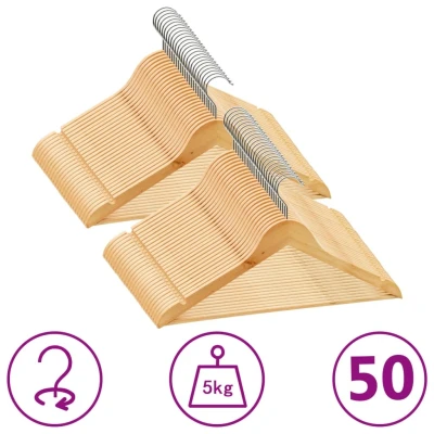 Afbeelding van 50 delige Kledinghangerset anti slip hardhout
