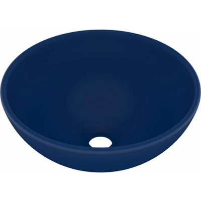 Afbeelding van vidaXL Wastafel rond 32,5x14 cm keramiek mat donkerblauw