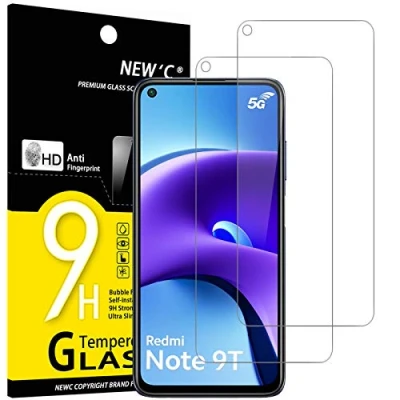 Afbeelding van NEW&#039;C 2 Stuks, Screen Protector voor Xiaomi Redmi Note 9T 5G, Gehard Glass Schermbeschermer Film 0.33 mm ultra transparant, resistent