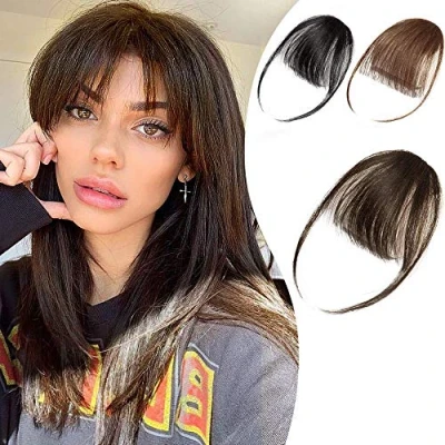 Afbeelding van Clip in Pony Hair Extensions Front Haar op Dunne Haarstukjes voor Vrouwen (Donkerbruin)
