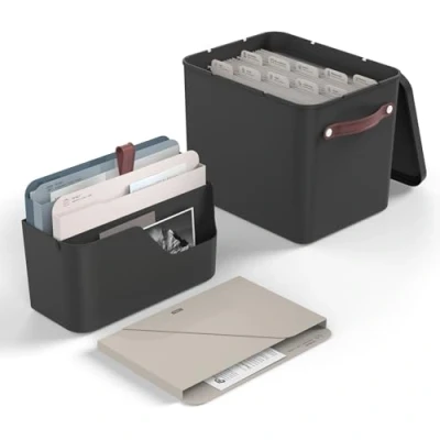 Afbeelding van Rotho My paper organizerset, documenten organizer en archief 2 in 1. Zwart met blauwe inlegger. Geschikt voor A4 formaat