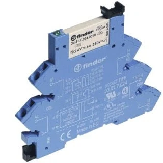Afbeelding van Finder interfacerelais voet relais schroefloze klem 6 2 mm 1 wisselcontact 6a 250vac spoelspanning 24 vdc contact agsno2 38 61 7 024 4050