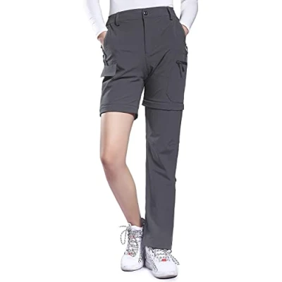 Afbeelding van Hiauspor dames wandelbroek met ritssluiting ademende trekkingbroek sneldrogende uitneembare outdoorbroek stretch functionele broek zomerbroek