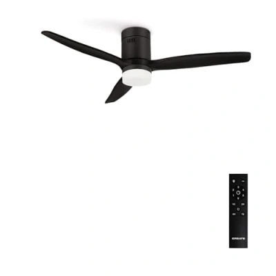 Afbeelding van CREATE/WINDCALM DC/Plafondventilator met licht DC motor zwart/Stil, LED licht, timer