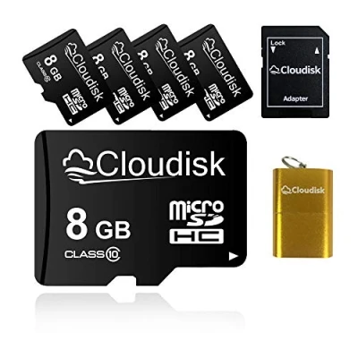 Afbeelding van Cloudisk Micro SD kaart met microSD adapter, kaartlezer, geheugenkaart, verpakking van 5 stuks, 8 GB