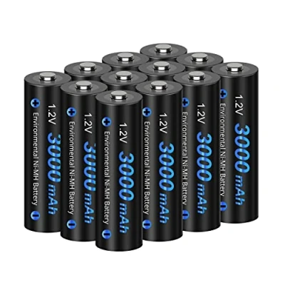 Afbeelding van CITYORK 12 Pack 3000mAh 1.2V AA Ni MH oplaadbare batterijen voor Solar Lights met Case