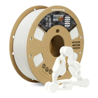Afbeelding van Overture PETG 3D printerfilament 1,75 mm, 1 kg filament, maatnauwkeurigheid +/ 0,03 mm (99% waarschijnlijkheid), geschikt voor de meeste FDM printers (wit)