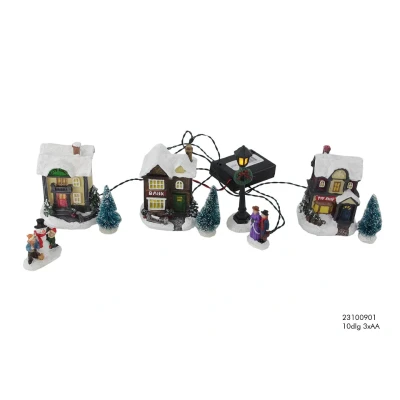 Afbeelding van Kerstdorpje set 10 delig Multicolor Keramiek / Kunststof