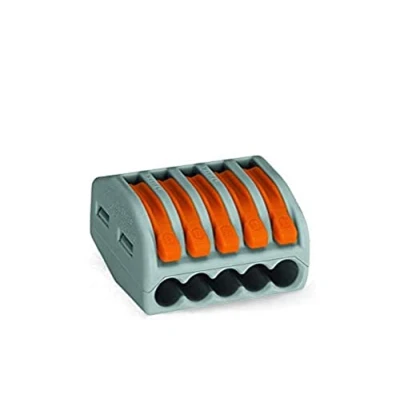 Afbeelding van WAGO 222 Lasklem Flexibel: 0.08 4 mm² Massief: 2.5 Aantal polen: 5 10 stuk(s) Grijs, Oranje